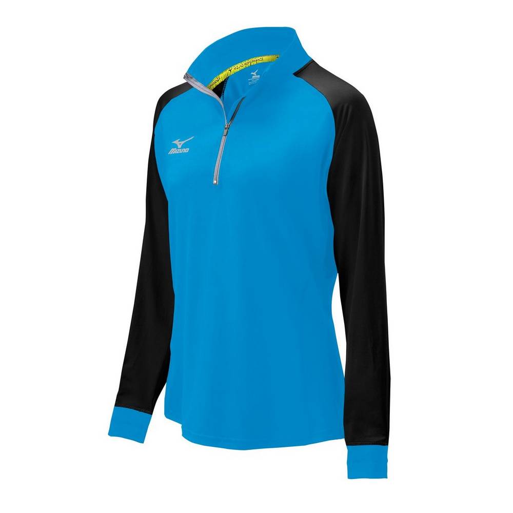 Casaco Mizuno Elite 9 Prime 1/2 Zip - Mulher - Azuis/Pretas - WVJUM7852